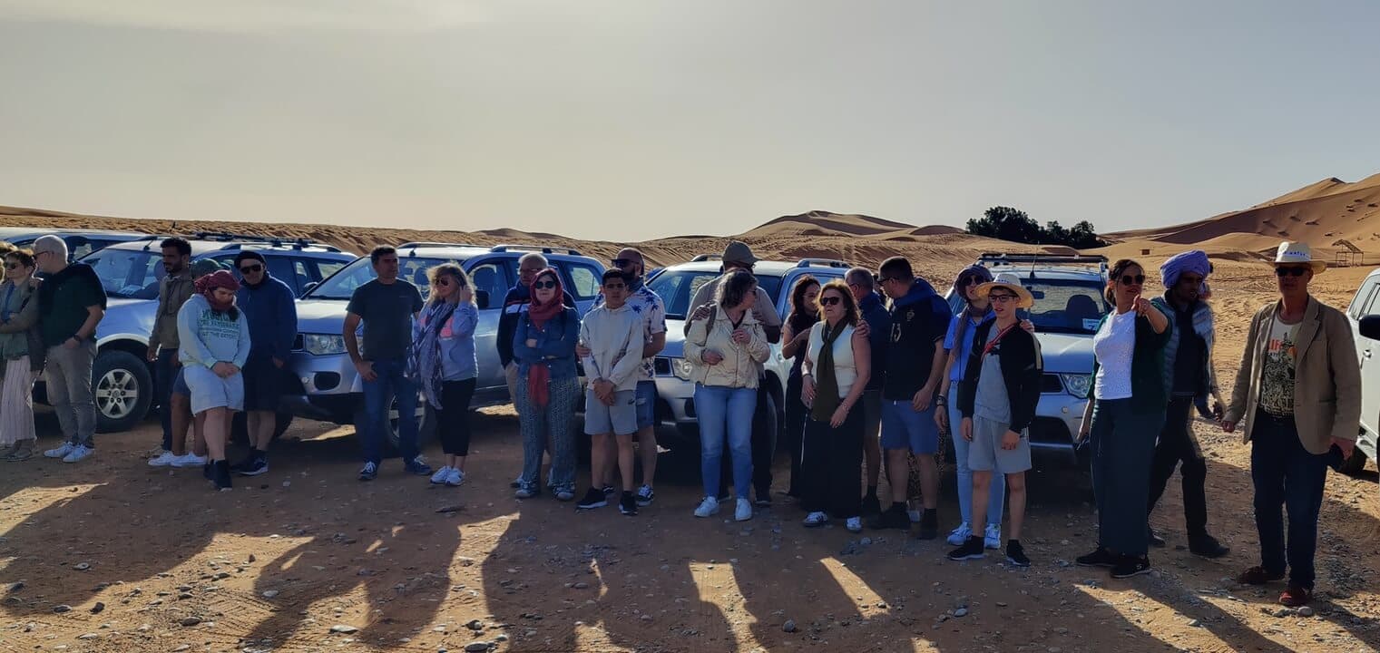 Morocco travel landscape with traditional kasbah and mountains