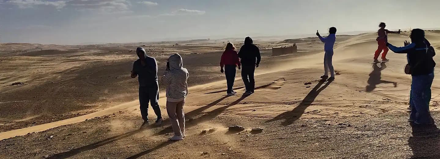 Sahara Desert camp and Erg Chebbi dunes during a Marrakech to Merzouga desert tour