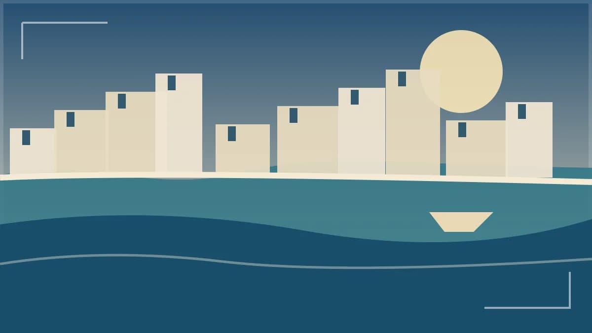 Illustration of Tangier waterfront, port and buildings